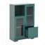 Armoire avec portes en verre et tiroir, espace de rangement ouvert