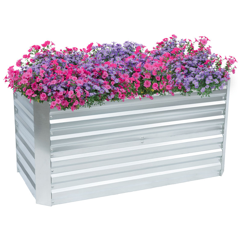Lit de jardin surélevé pour l'extérieur en acier galvanisé Rondrick - l 4 pi x P 2 pi x H 2 pi, H 24 po x l 47 po x P 23 po