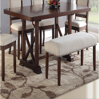 Classic Cherry Veneer 1pc Dining Table w Leaf Unique Design Base W Leg Support Kitchen Dining Room