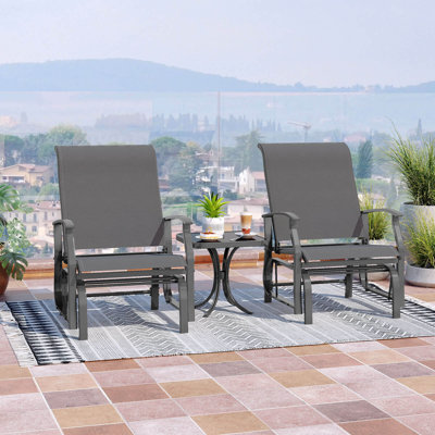 Porch Gliders Set of 2 with Reclined High Back Breathable Mesh Fabric Metal Frame by Red Barrel Studio