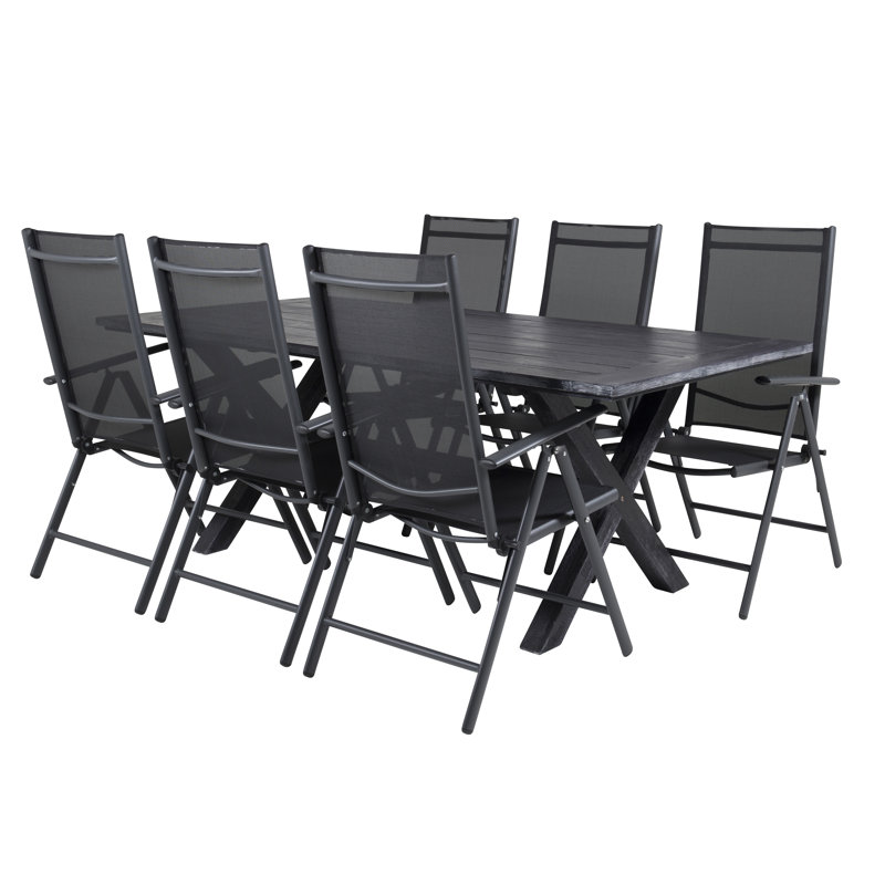 Dhairya 6 - Person Acacia Patio Dining Set with Rectangular Table