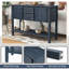 Console de 46 po en bois massif avec 2 tiroirs, armoires et tablette inférieure, armoire de rangement de style rétro pour salle à manger (bleu marine)