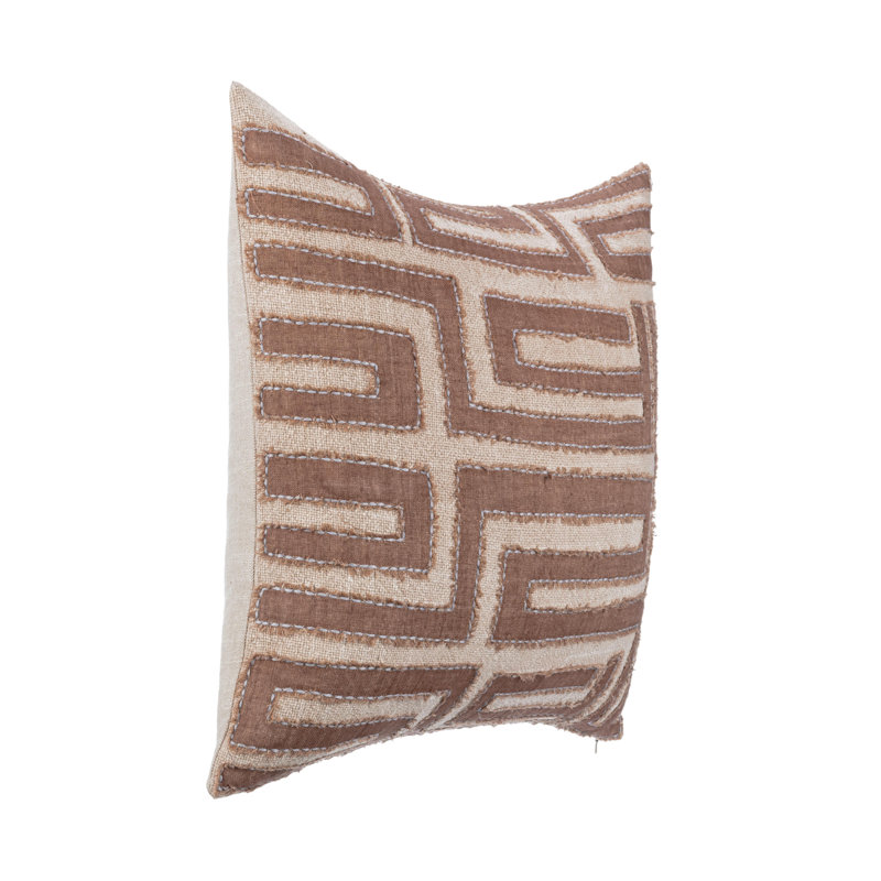 Coussin Mateo, Brun / Beige, Carré 22 po