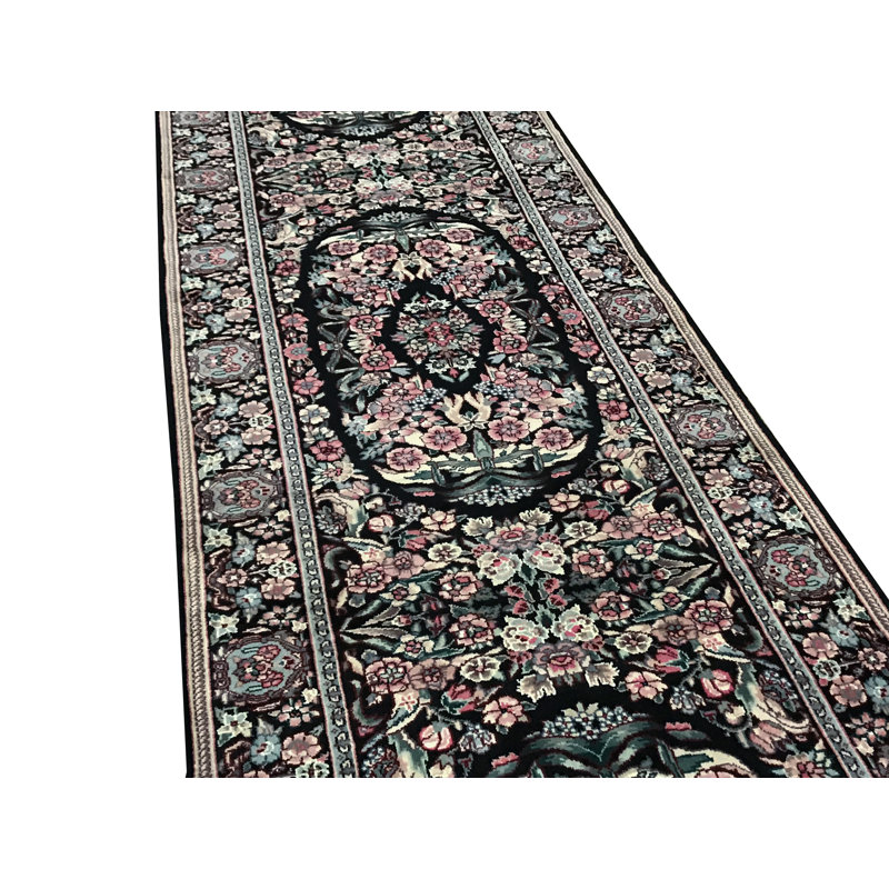 Prince One-of-a-Kind 2'5" x 11'8" Runner Wool Area Rug in Black and Green