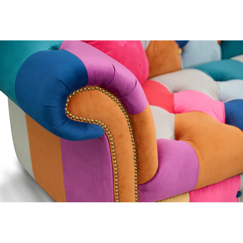 Camaury Velvet Patchwork Sofa, 2, Patchwork