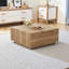 Table basse 33,25 "carrée avec 4 tiroirs - grain de bois naturel, rangement compact pour le salon-1834325700