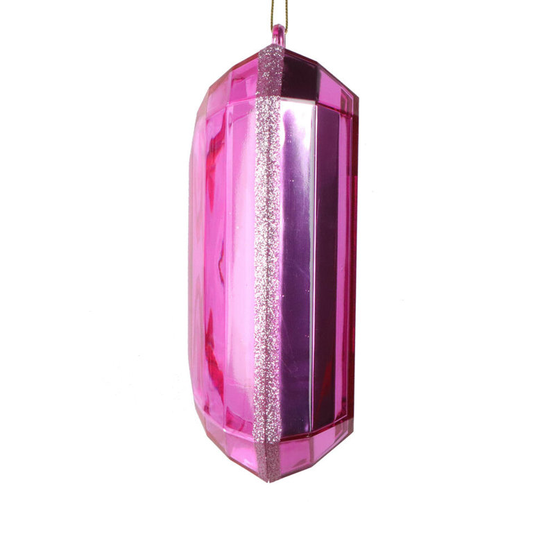 Vickerman 8" Rectangle Jewel Glitter Ornament, includes 2 pieces per bag, Mauve