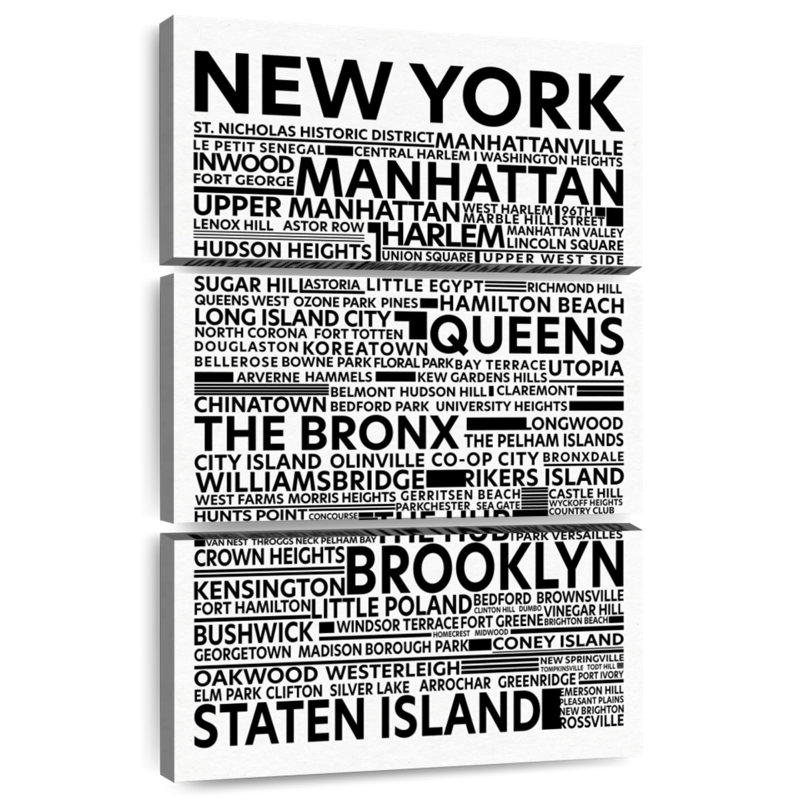 Tergel, New York, arrondissements et rues, H 32 po x l 20 po