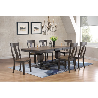 Laimdota Extendable Rectangle Solid Wood 7-Piece Dining Set