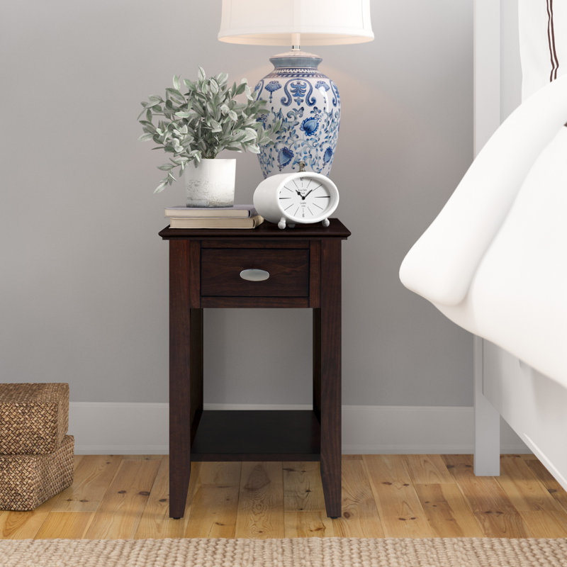 Burrell End Table with Storage, Merlot