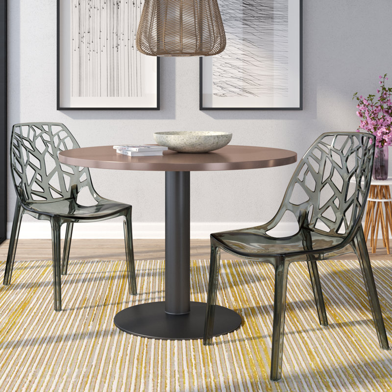 Edgington Lightweight Stacking Accent Dining Chair for Indoor & Outdoor, Transparent Black, Set of 2