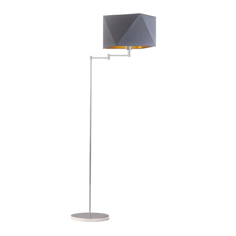 Glasper 165cm Swing Arm Floor Lamp, Brushed Silver, Grey