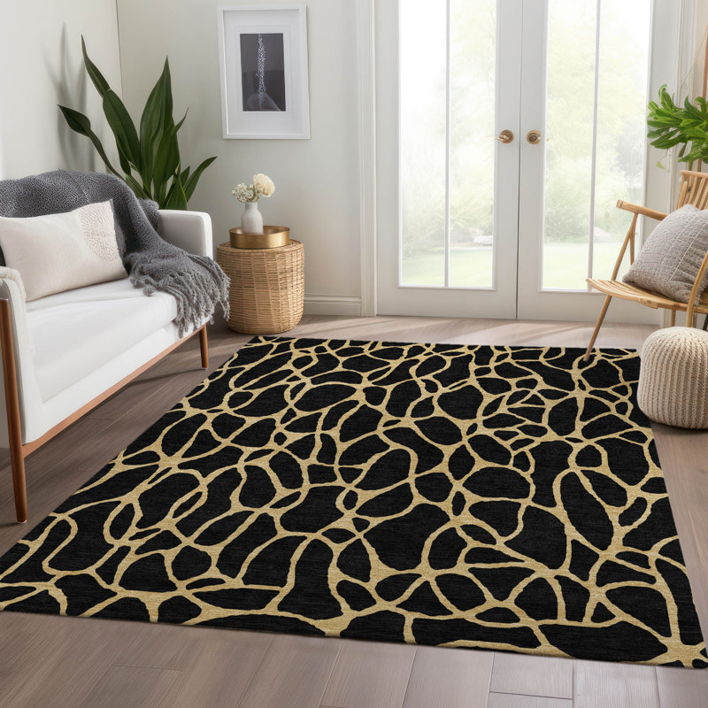 Tapis géométrique lavable à la machine de qualité supérieure Mayfield AMF1023, Rectangulaire 3 pi x 5 pi