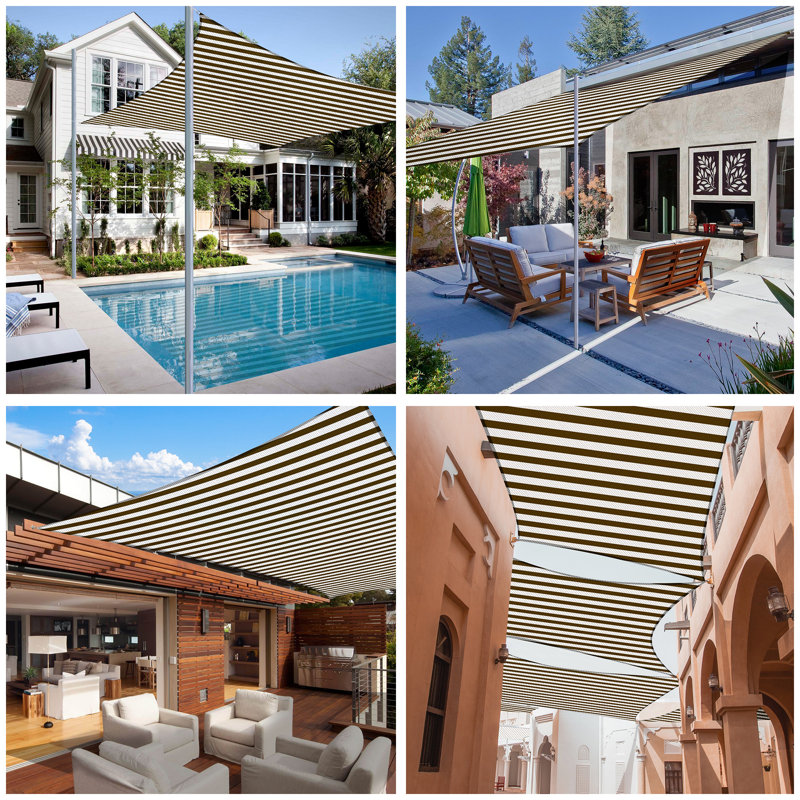 Yescom 13' x 10' Rectangle Shade Sail, Coffee/White