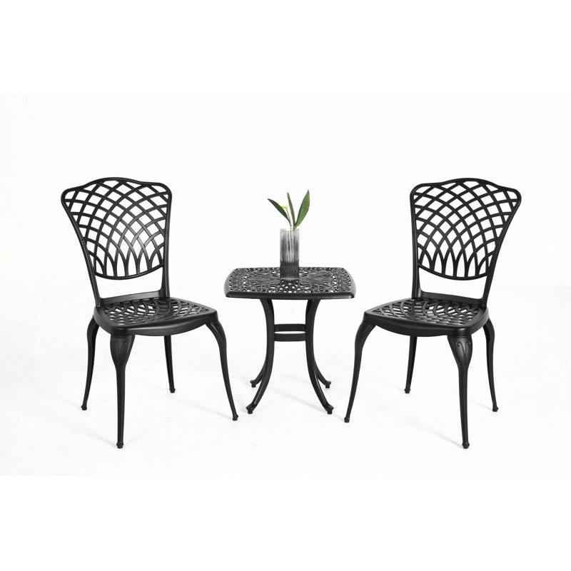 Bistro Set 3 Piece Rustproof Cast Aluminum Patio Furniture Sets 2 Chairs And 1 Round Table Outdoor, Garden, Patio, Balcony