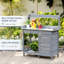Banc de jardinage, poste de travail extérieur avec armoire de rangement et tablette, table de table rouille grise, unité d'espace supplémentaire, rouille