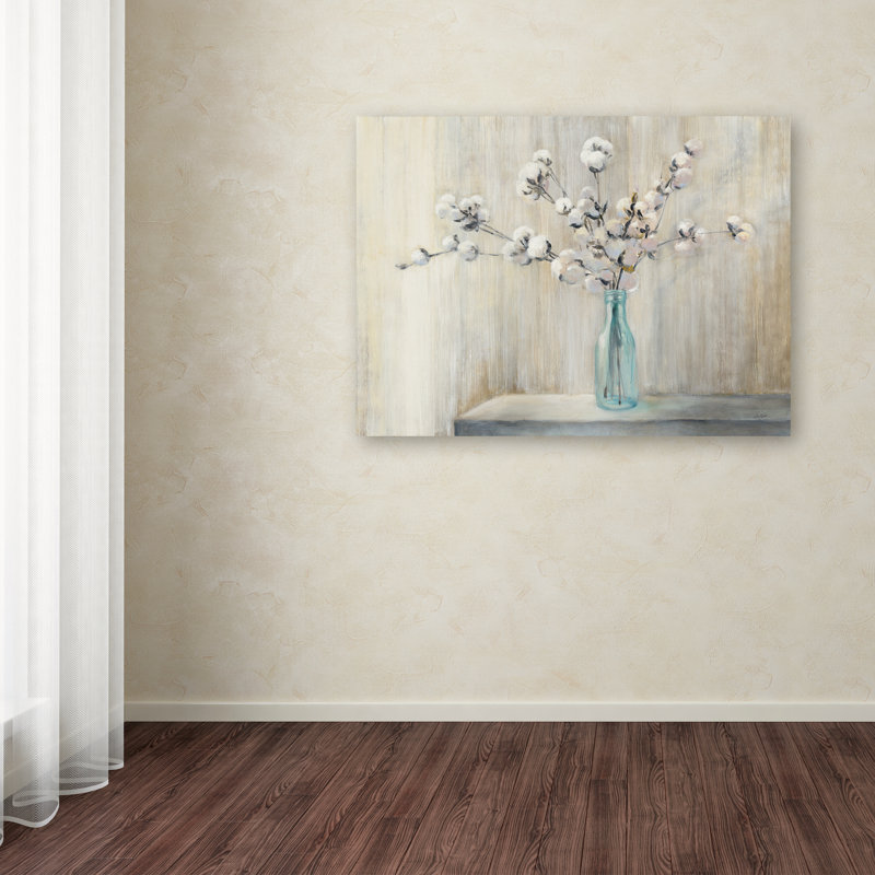 « coton bouquet », reproduction d’art, Toile tendue, H 14 po x l 19 po x P 2 po, blanc