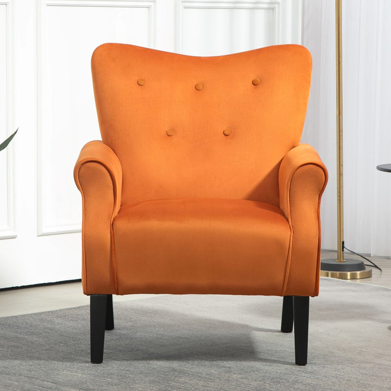 Fauteuil à oreilles Mid-Century, Orange