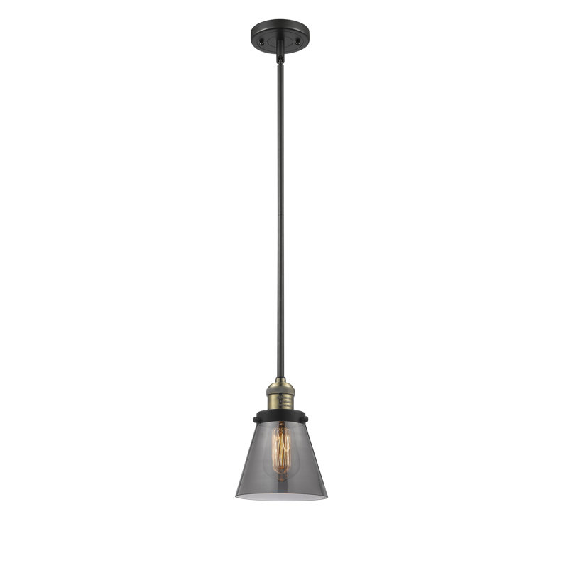 Milardo 1 - Light Single Pendant, Oil Rubbed Bronze, Smoked, 8" H x 6" W x 6" D