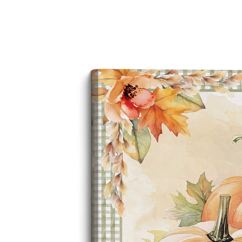 «Fall Pumpkin Floral II» par Nicole DeCamp, reproduction d'art, L 20 po x H 20 po, Ne s’applique pas, Toile tendue