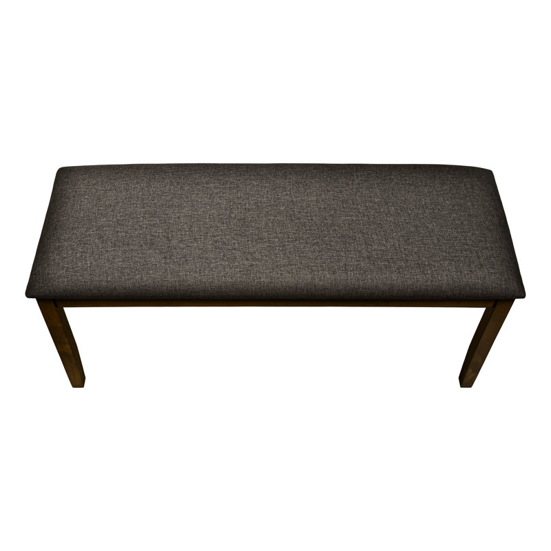 Banc rectangulaire de 44 po de conception transitionnelle avec assise rembourrée en brun et support en bois massif pour un style de vie confortable et élégant