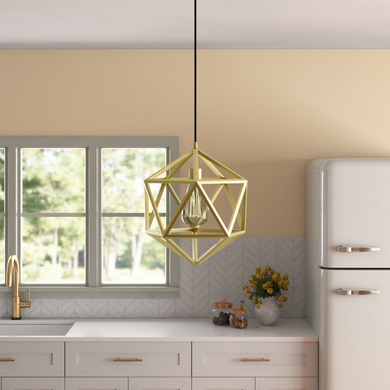 Vallejos 1-Light Metal Globe Pendant , Soft Gold, Soft Gold