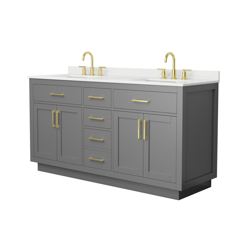 Meuble-lavabo double Beckett TK, Or brossé, 72'', Centre de 8 po