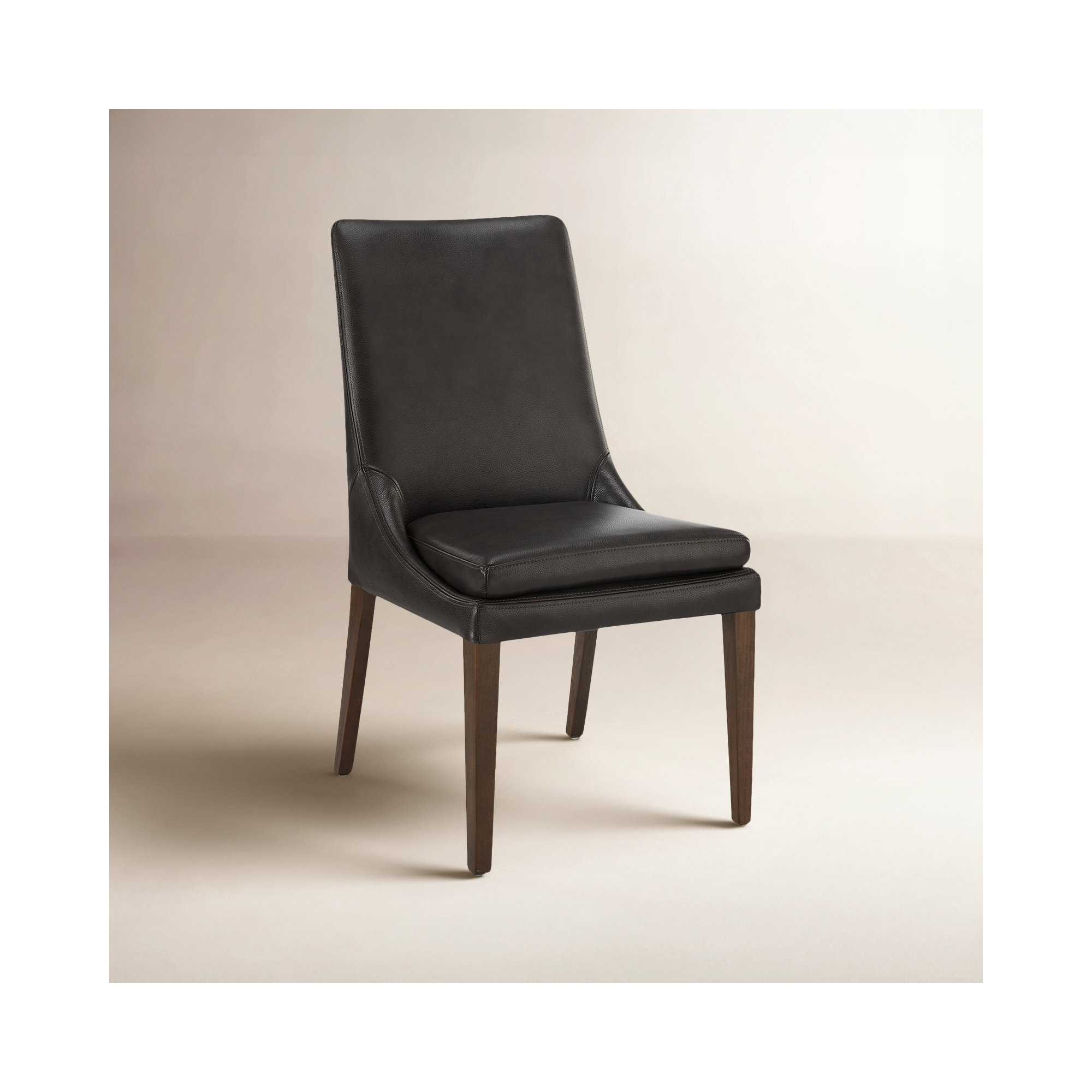 Niara Leather Upholstered Side Chair, Impression Dark Grey Genuine Leather