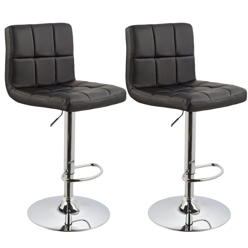 Kristopher Swivel Upholstered Adjustable Height Counter Stool with Metal Frame, Black