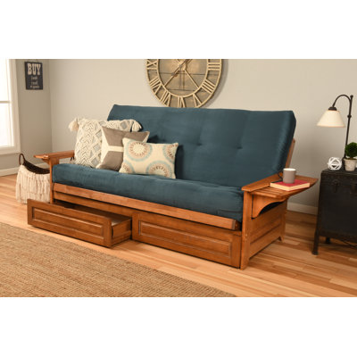 Johnte Full 80" Futon Frame and Mattress with Drawer set by Winston Porter
