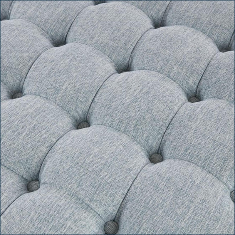Repose-pieds capitonné à jupe ronde de 32 po traditionnel | Rembourré | Gris anthracite