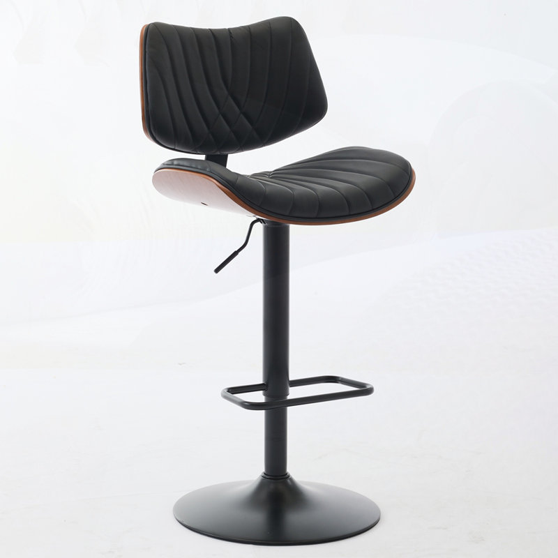 Tabourets de bar rembourrés réglables Mid-Century, Noir, 2