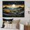 Bleu et or, paysage africain moderne V - art mural moderne sur toile