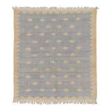 Vintage Dhurrie Rug In Blue & Beige With Geometric Stepped Motifs - Rug & Kilim