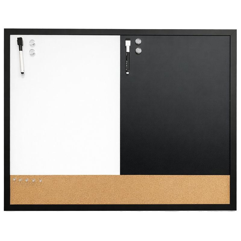 Ensemble de planches en aluminium 24 x 36 3-en-1 - liège, craie magnétique et effacement à sec