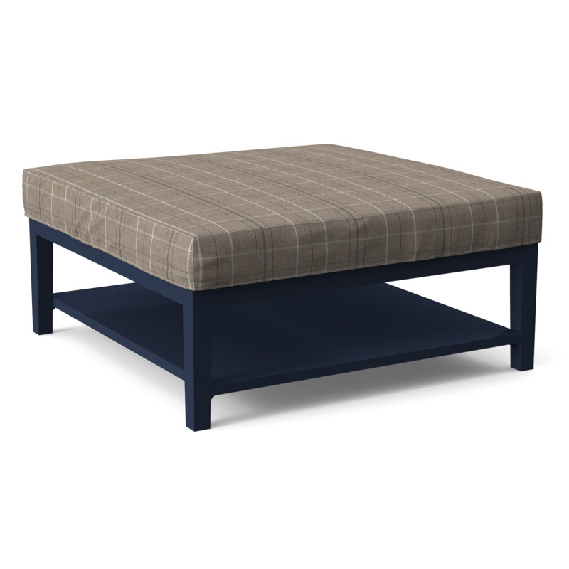 Hammond Square Ottoman, Taupe Plaid; 0126-73, Nickel Finish