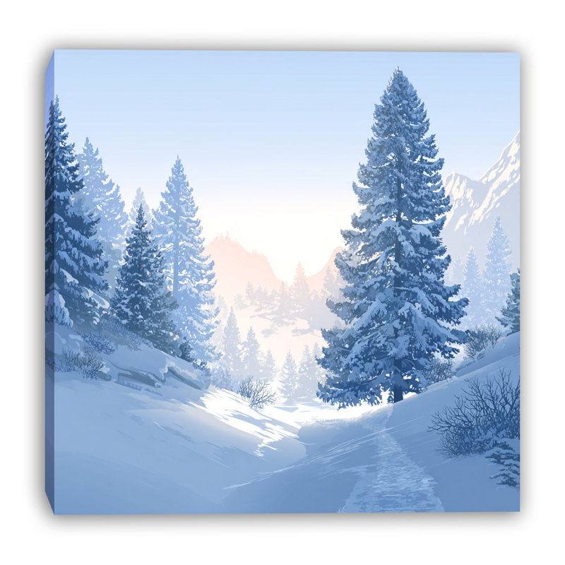 «Snowy Mountain Path», art mural sur toile tendue, 12 po x 12 po