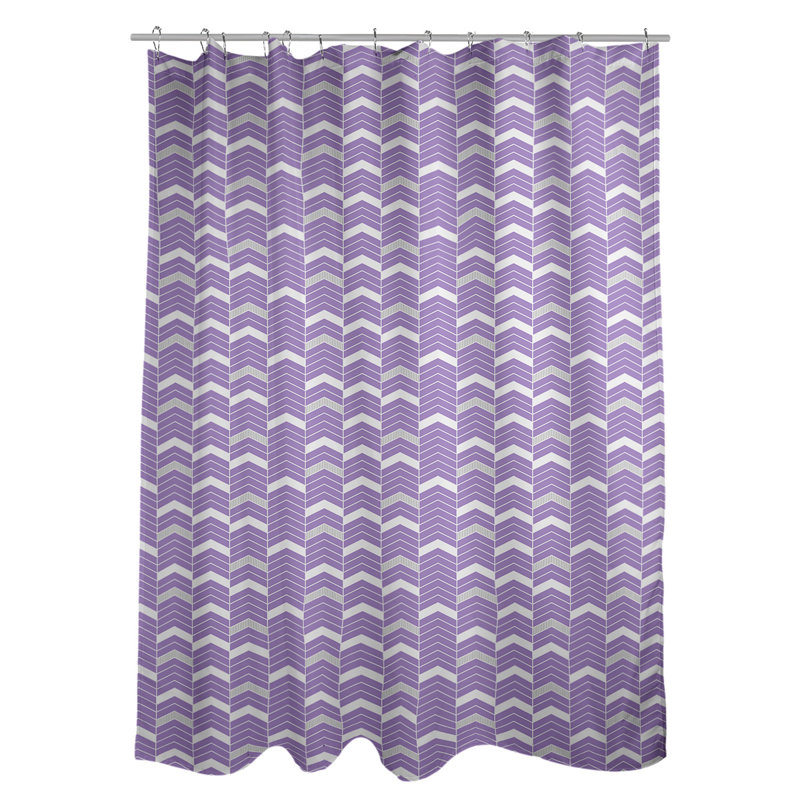 Rideau de douche simple à chevrons, Mauve / Gris
