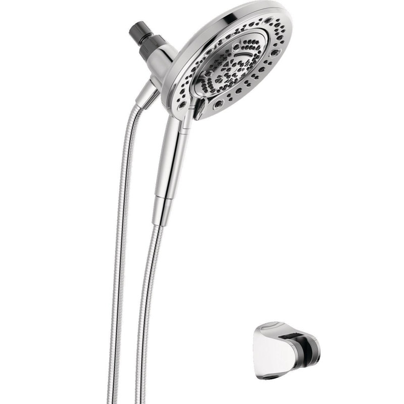 Pomme de douche double à 7 jets avec douchette In2ition, douchette à main avec boyau, Chrome