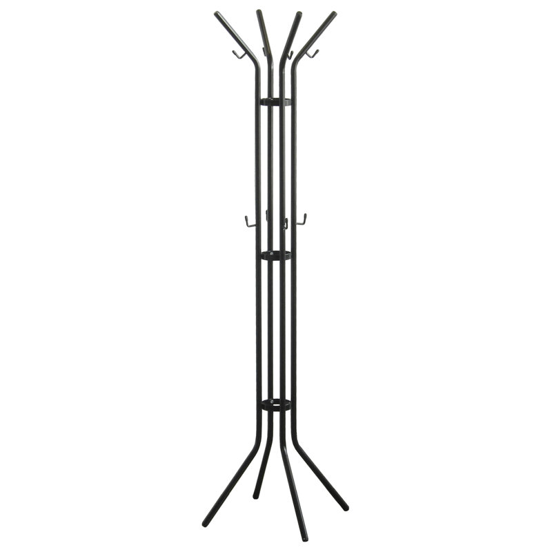 Jessy Freestanding 12 - Hook Coat Rack, Black