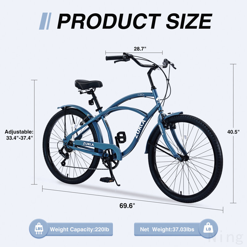 Vélo 7 vitesses à 7 vitesses, vélo de plage 26 po