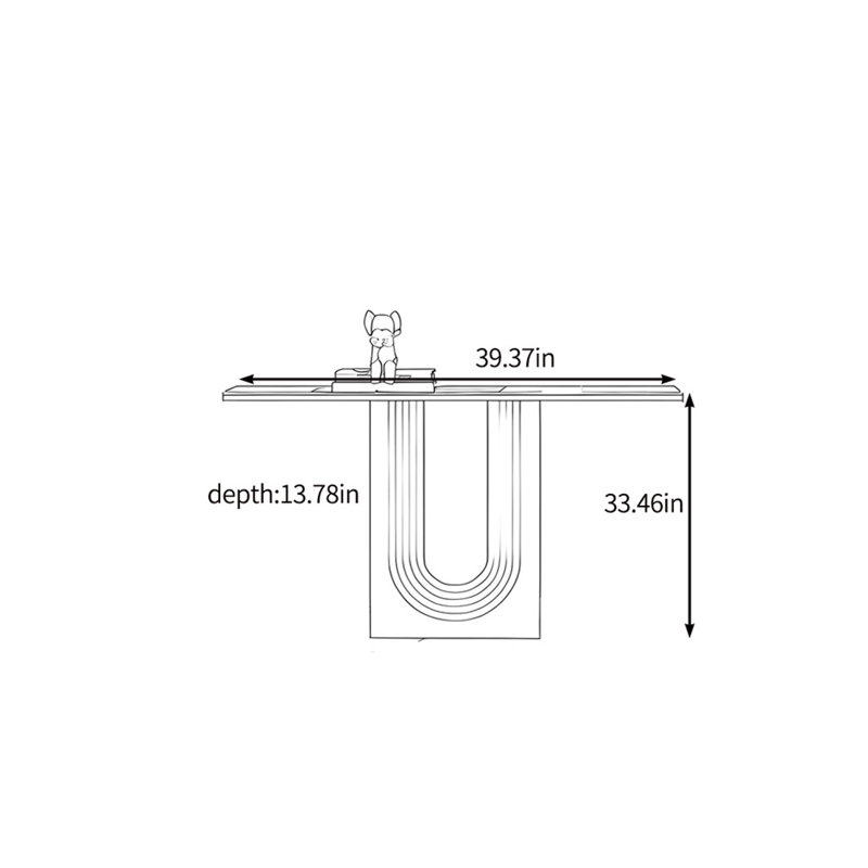 Console Minimalist, H 33,46 po x l 39,37 po x P 13,78 po, Or champagne
