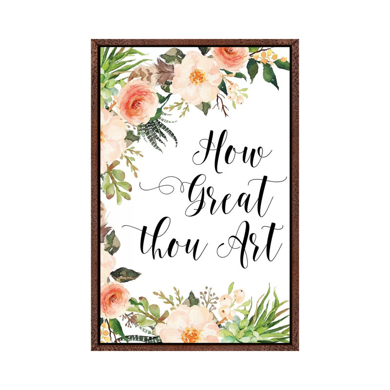 How Great Thou - Print on Canvas, 66.04cm H x 45.72cm W x 3.81cm D, Classic Brown Wood Framed