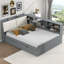 Lit plateforme en bois avec lit gigogne, tablettes et tête de lit en bois-366310930