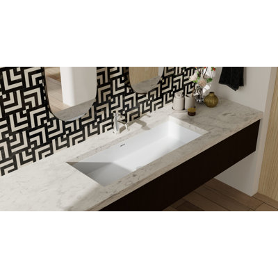 Lavabo de salle de bain encastrable en résine 39,4 po x 16,7 po Badeloft UB-05-XL-GGRY