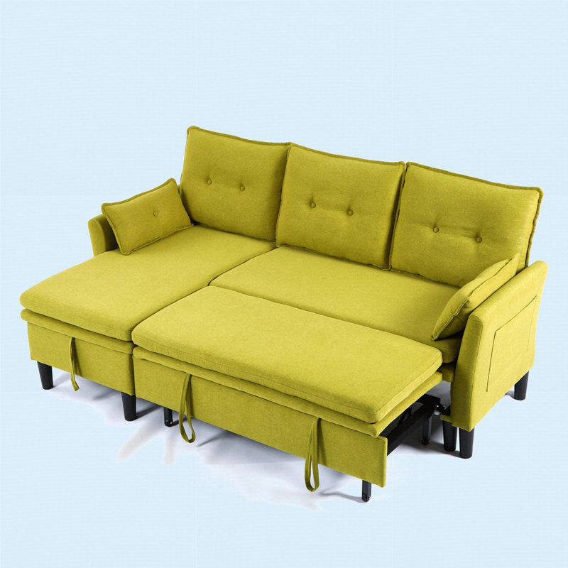 Canapé modulaire en L avec méridienne réversible avec rangement, Vert