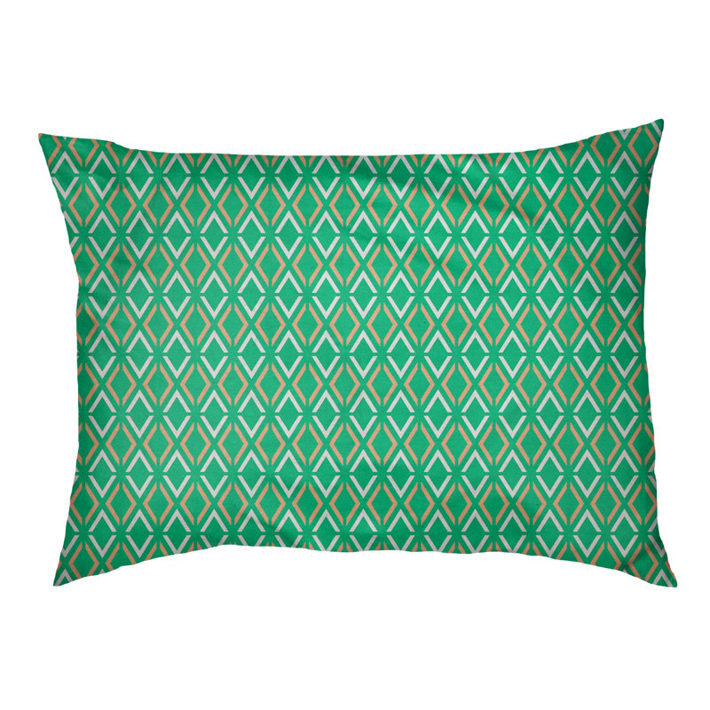 Coussin Byrge, Grand (l 42,5 po x P 32,5 po x H 14 po), Vert / Orange / Sarcelle