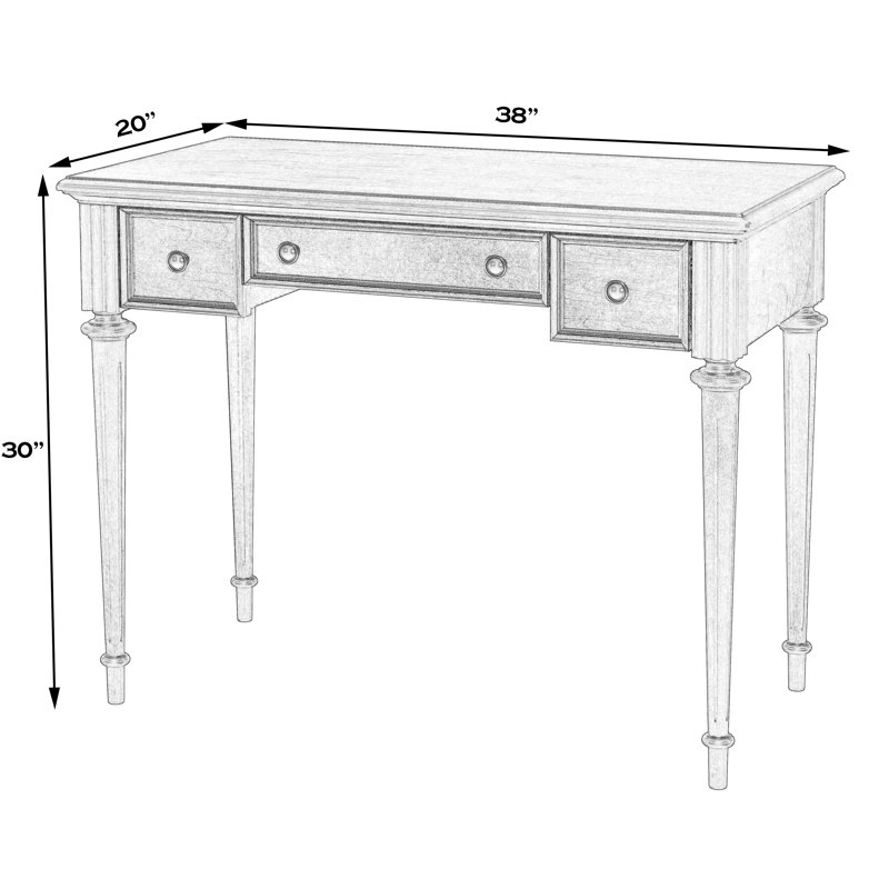 Edmund 38" Writing Desk with Storage, Antique Beige