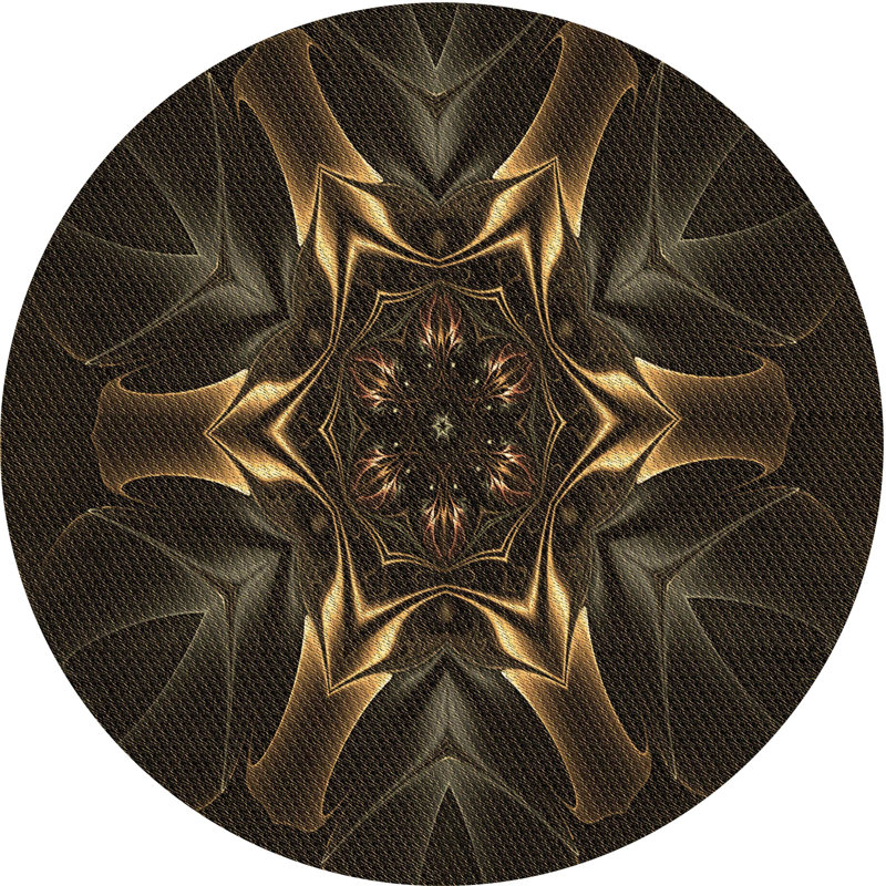 Tapis brun tissé à la machine, Rond 8 pi