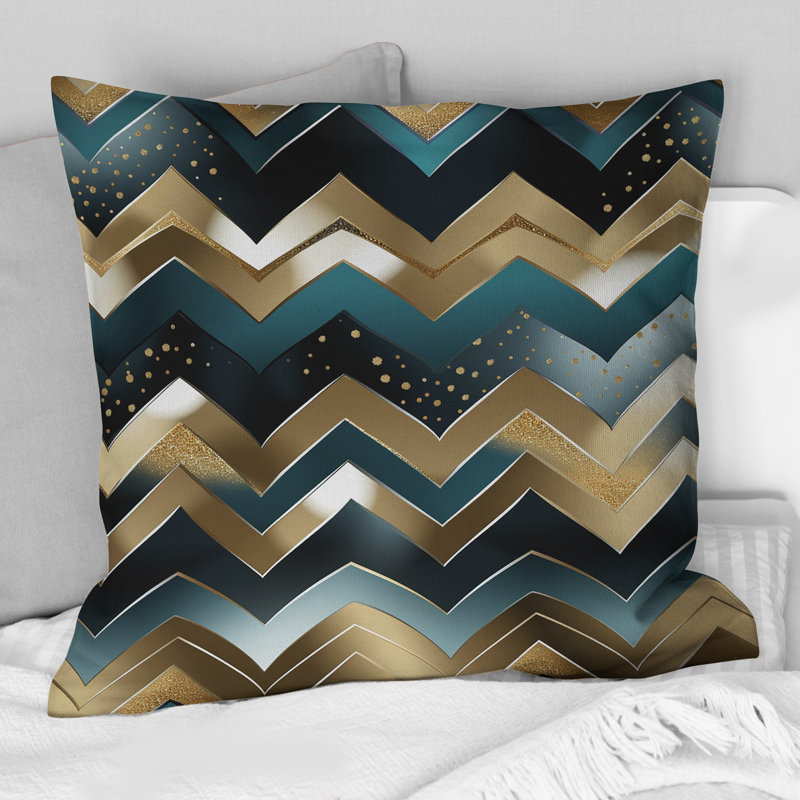 Métallique Chevron Elegance Patter - Coussin décoratif imprimé à chevrons, H 18 po x l 18 po